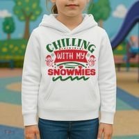 Chilling With My Snowmies Winter Kids Hoodie thumb 3