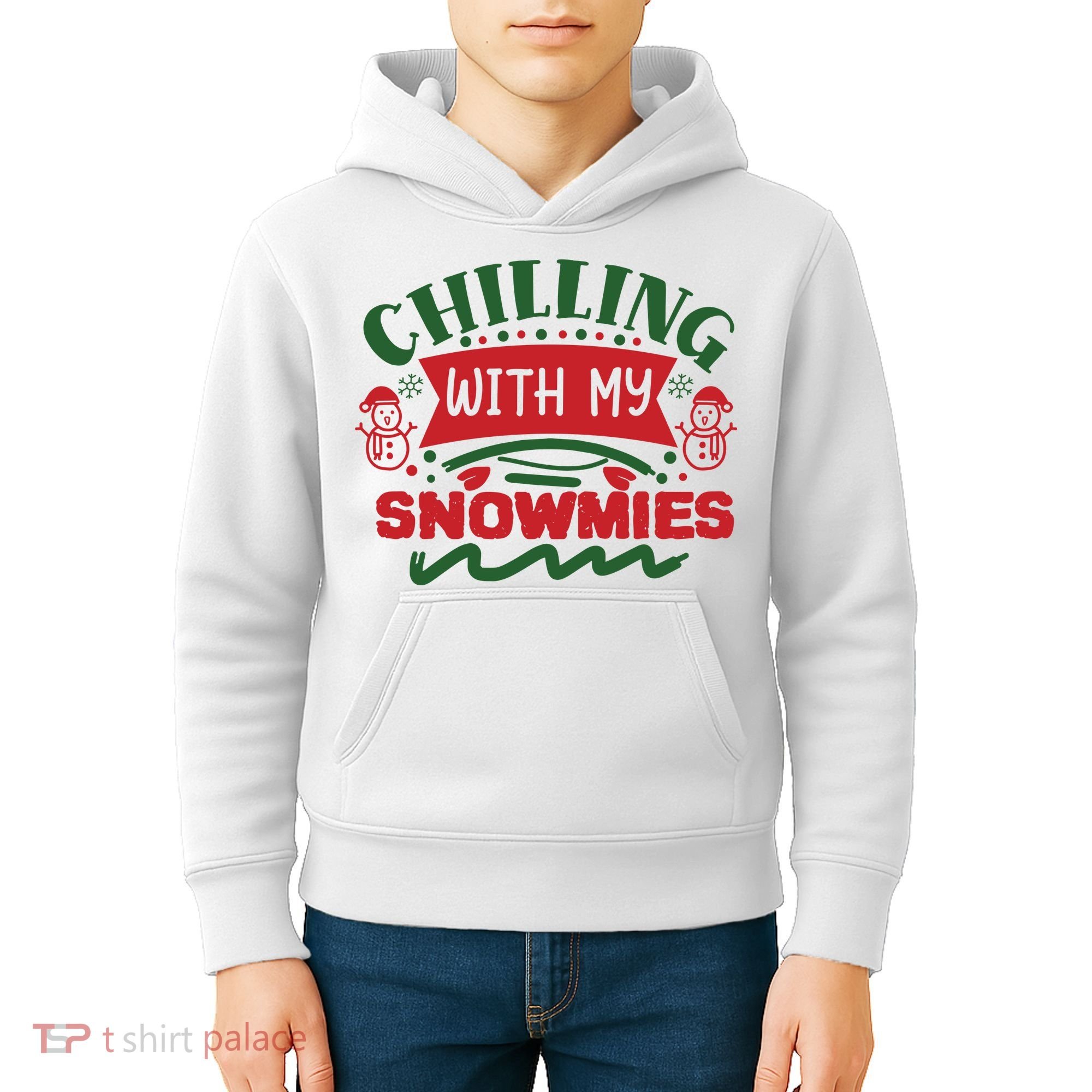 Chilling With My Snowmies Winter Kids Hoodie