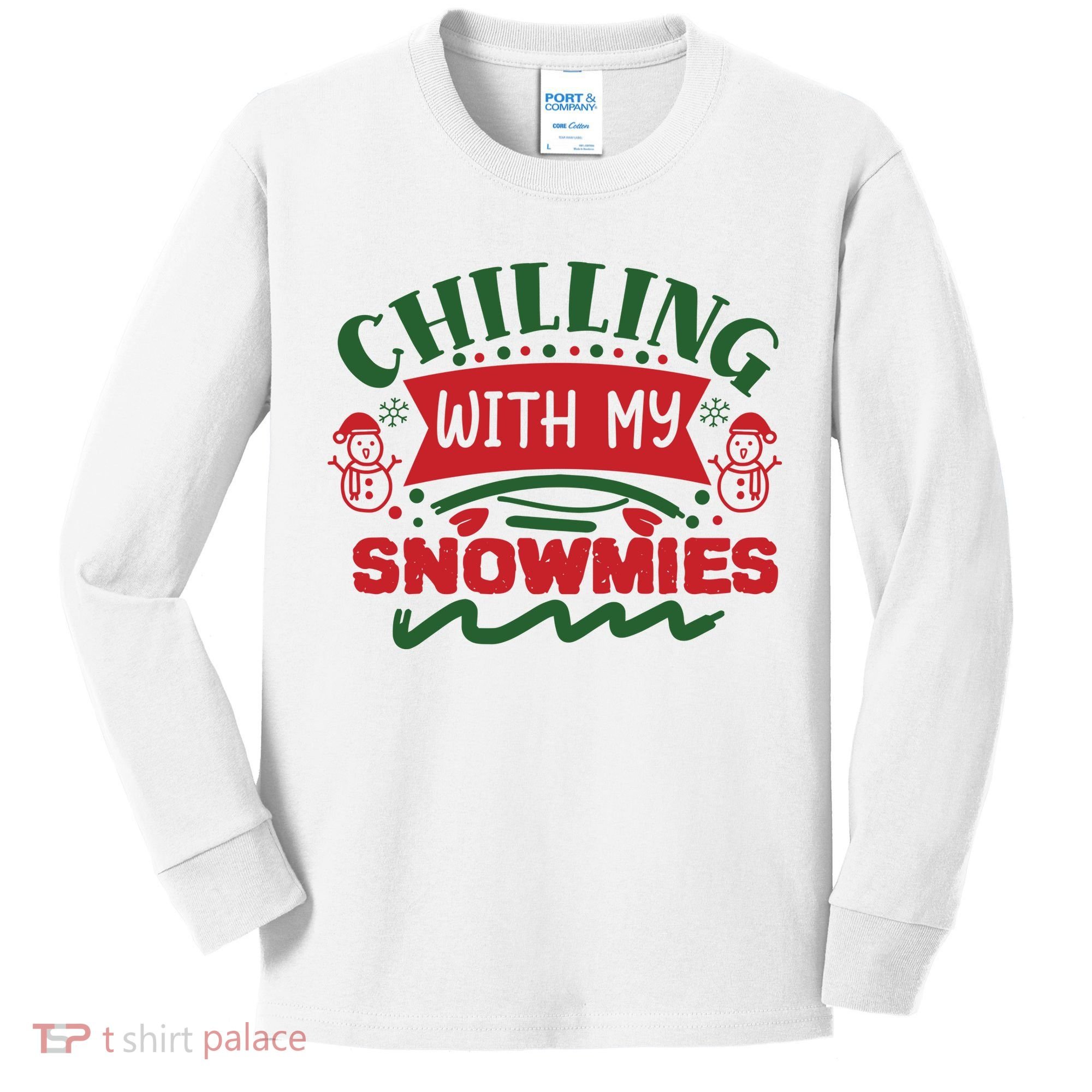Chilling With My Snowmies Winter Kids Long Sleeve Shirt