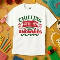 Chilling With My Snowmies Winter Kids T-Shirt thumb 3