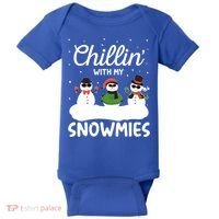 Chillin With My Snowmies Outfit Gift Cool Christmas Snow Gift Baby Bodysuit thumb 0