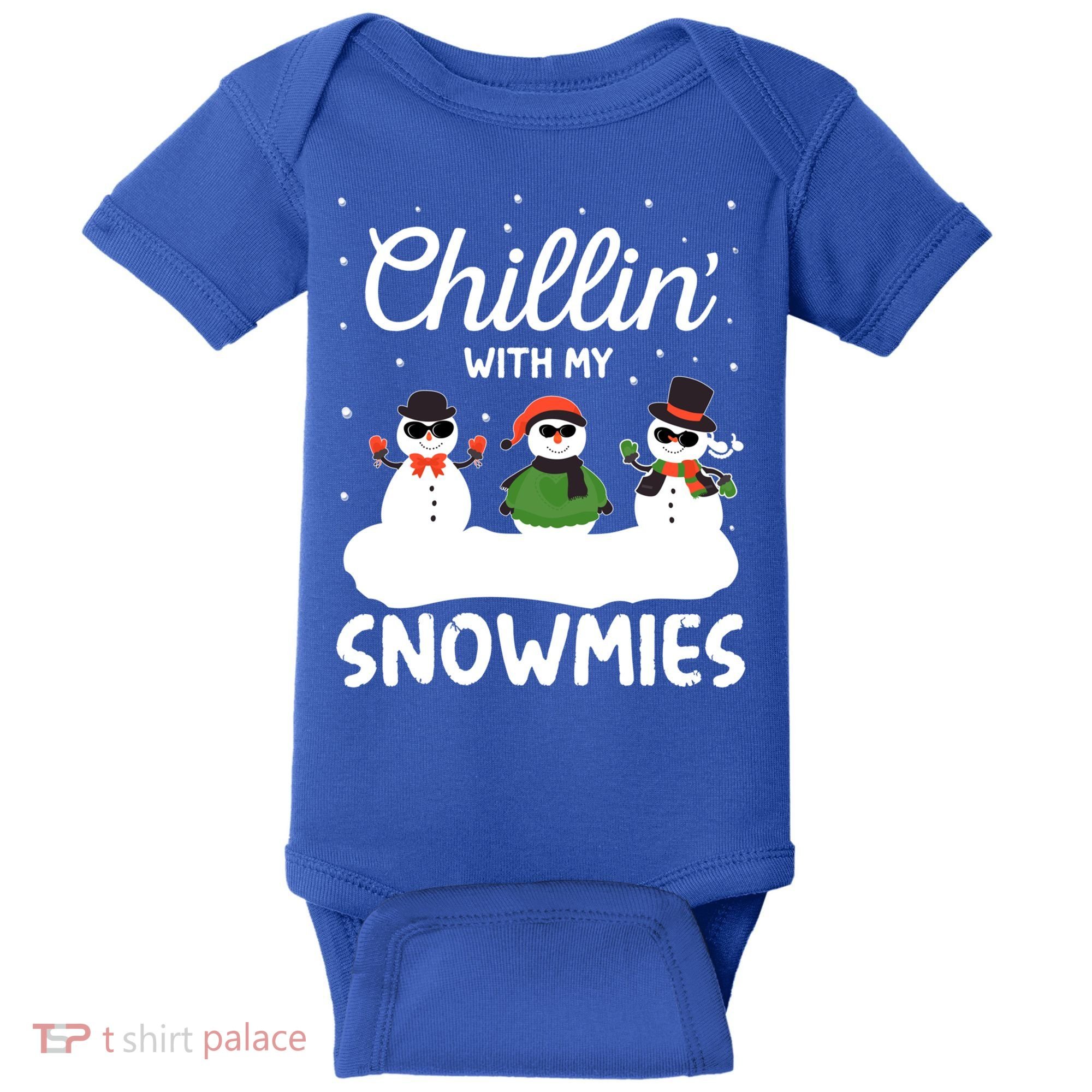 Chillin With My Snowmies Outfit Gift Cool Christmas Snow Gift Baby Bodysuit