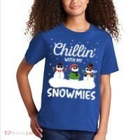 Chillin With My Snowmies Outfit Gift Cool Christmas Snow Gift Kids T-Shirt thumb 2
