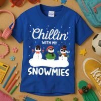 Chillin With My Snowmies Outfit Gift Cool Christmas Snow Gift Kids T-Shirt thumb 3