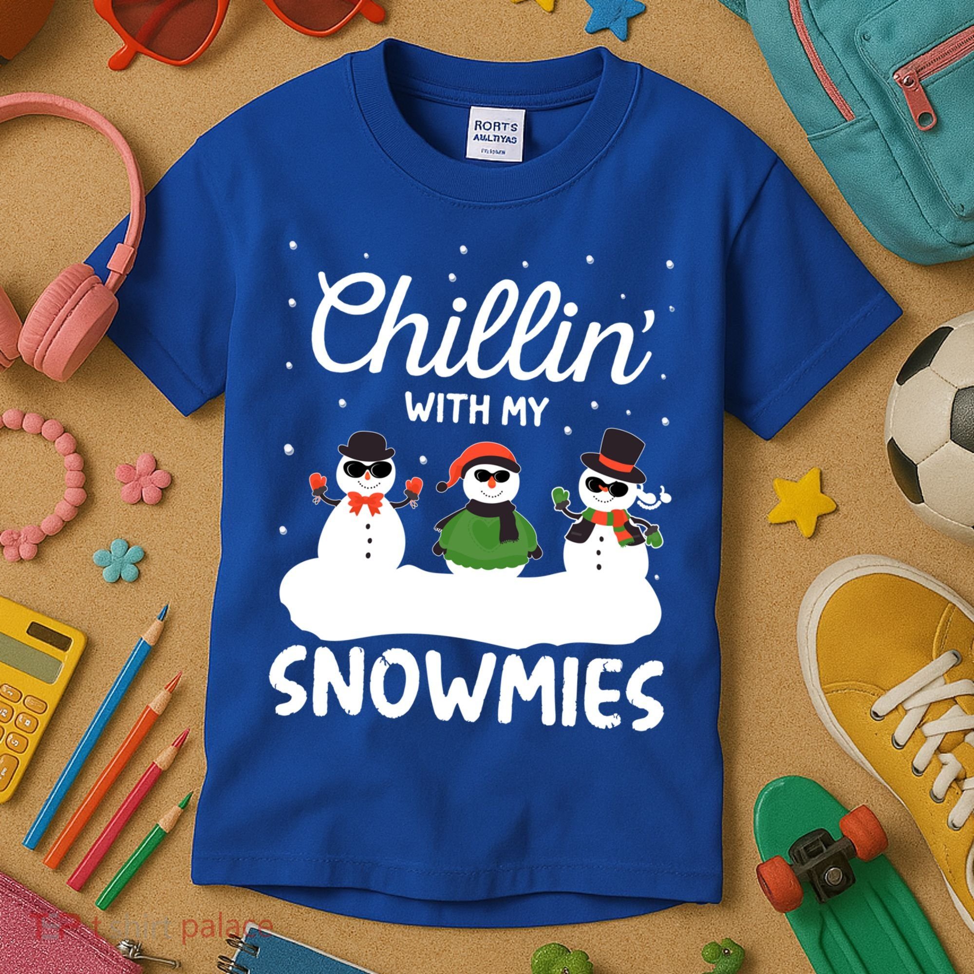 Chillin With My Snowmies Outfit Gift Cool Christmas Snow Gift Kids T-Shirt