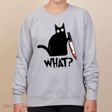 Cat What? Murderous Black Cat With Knife Gift Women's Sweatshirt