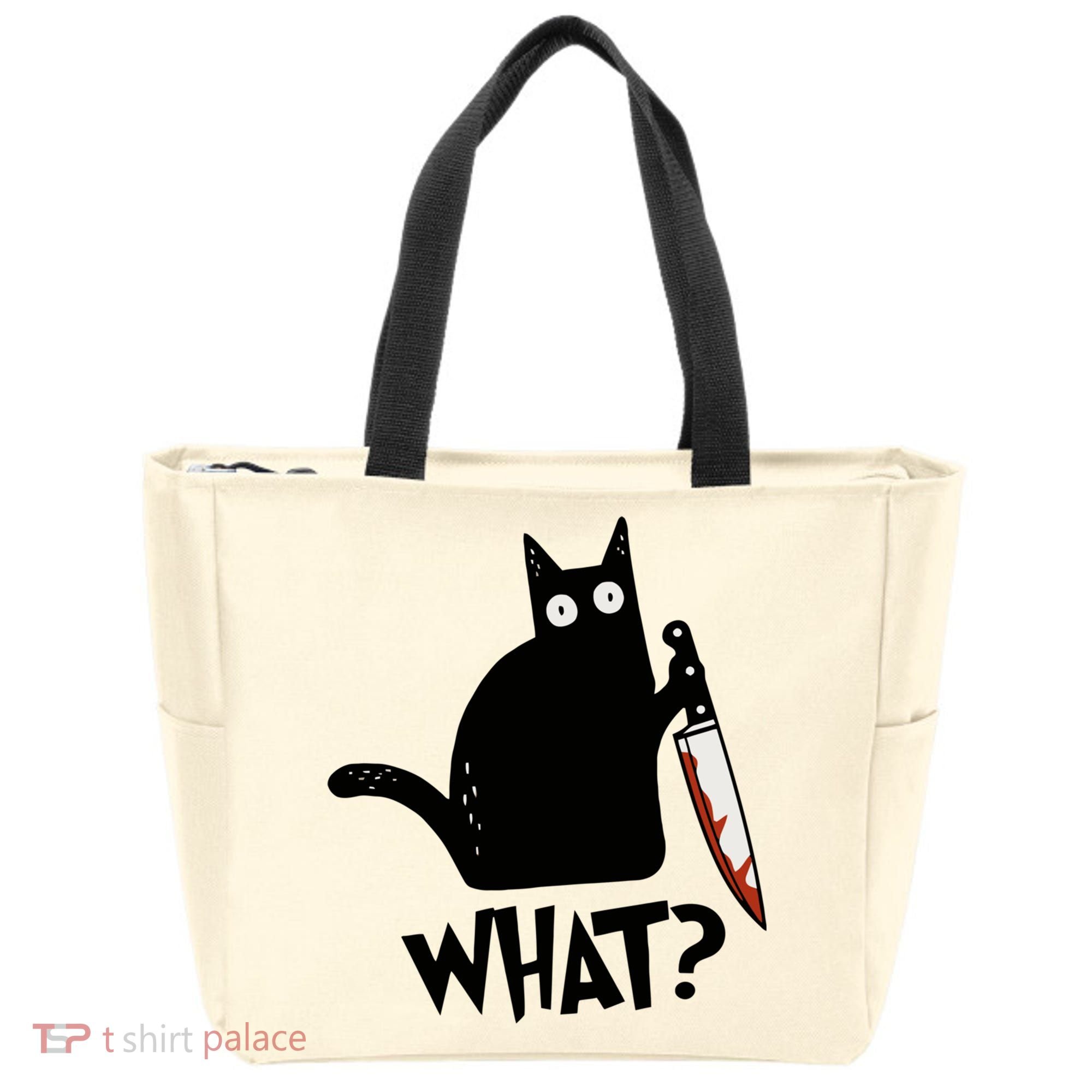 Cat What? Murderous Black Cat With Knife Gift Tote Bag
