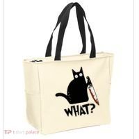 Cat What? Murderous Black Cat With Knife Gift Tote Bag thumb 2