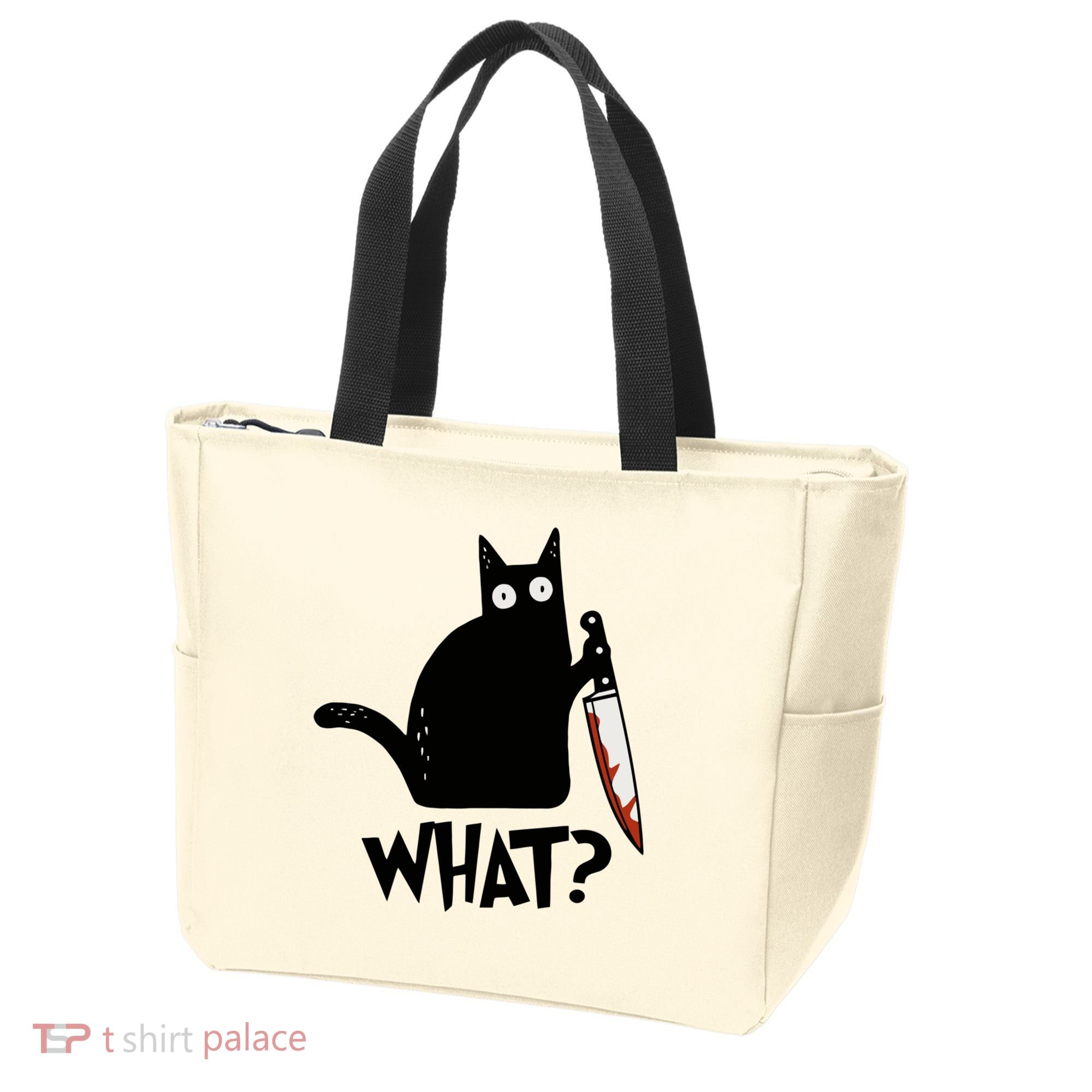 Cat What? Murderous Black Cat With Knife Gift Tote Bag