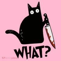 Cat What? Murderous Black Cat With Knife Gift Coaster thumb 2