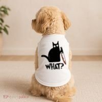 Cat What? Murderous Black Cat With Knife Gift Doggie Tank thumb 2