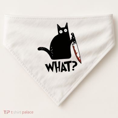 Cat What? Murderous Black Cat With Knife Gift USA-Made Doggie Bandana
