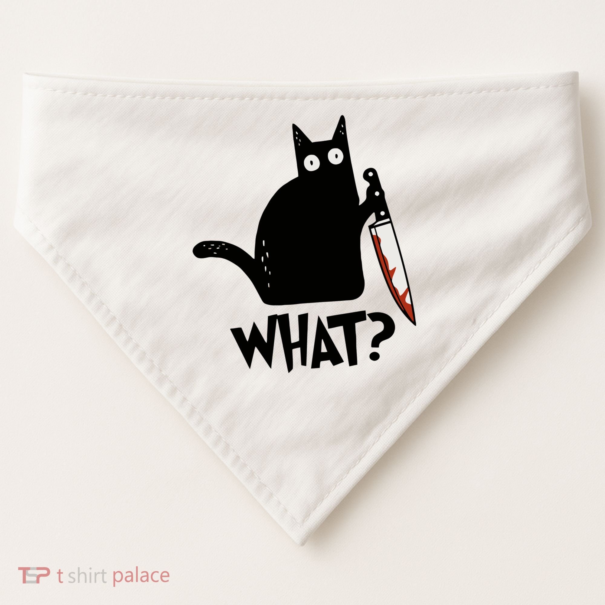 Cat What? Murderous Black Cat With Knife Gift USA-Made Doggie Bandana