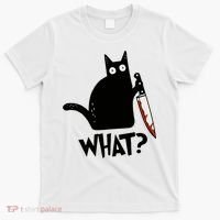 Cat What? Murderous Black Cat With Knife Gift T-Shirt thumb 0
