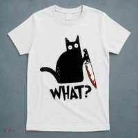 Cat What? Murderous Black Cat With Knife Gift T-Shirt thumb 5