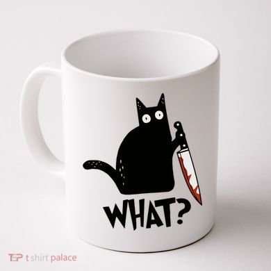 Cat What? Murderous Black Cat With Knife Gift Coffee Mug