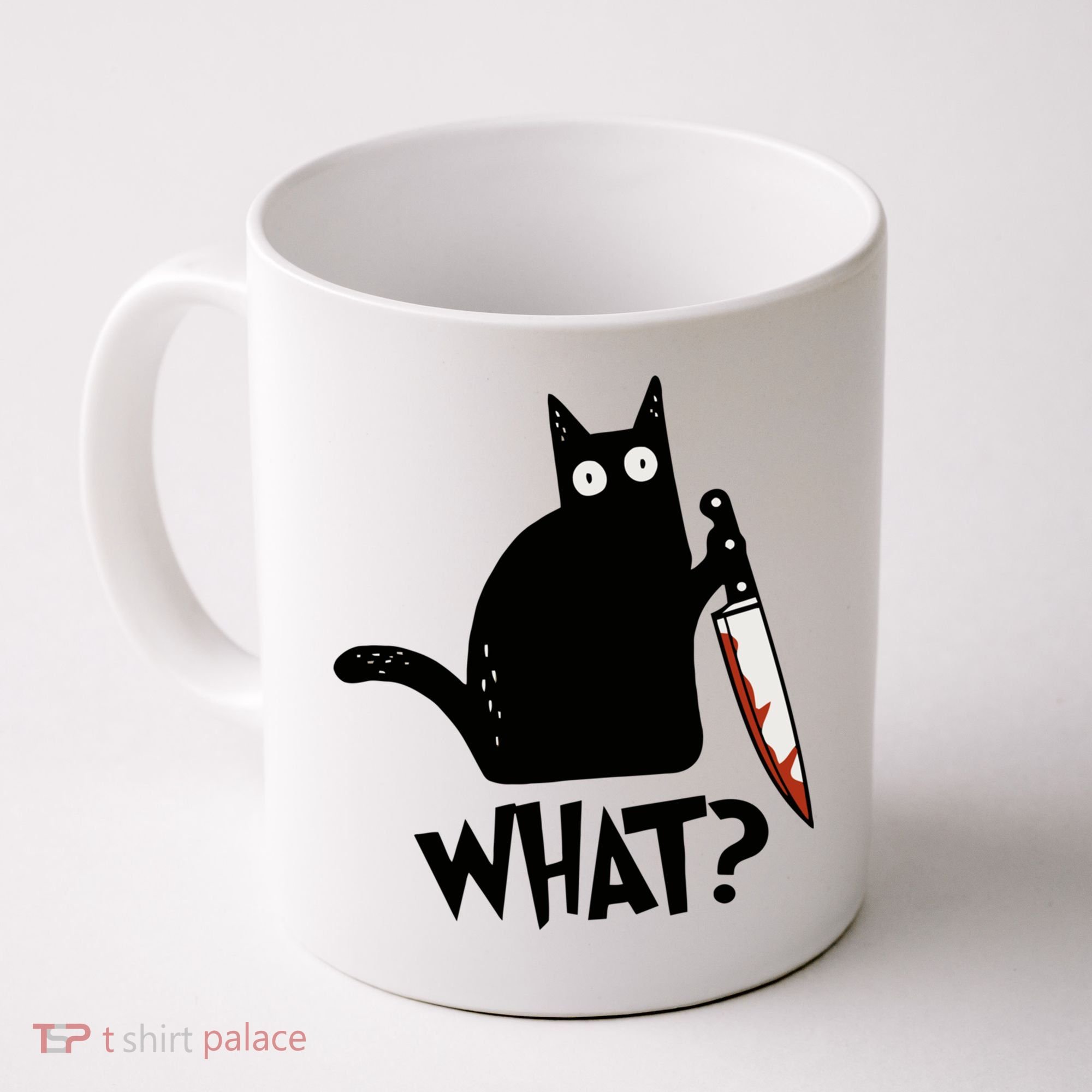 Cat What? Murderous Black Cat With Knife Gift Coffee Mug