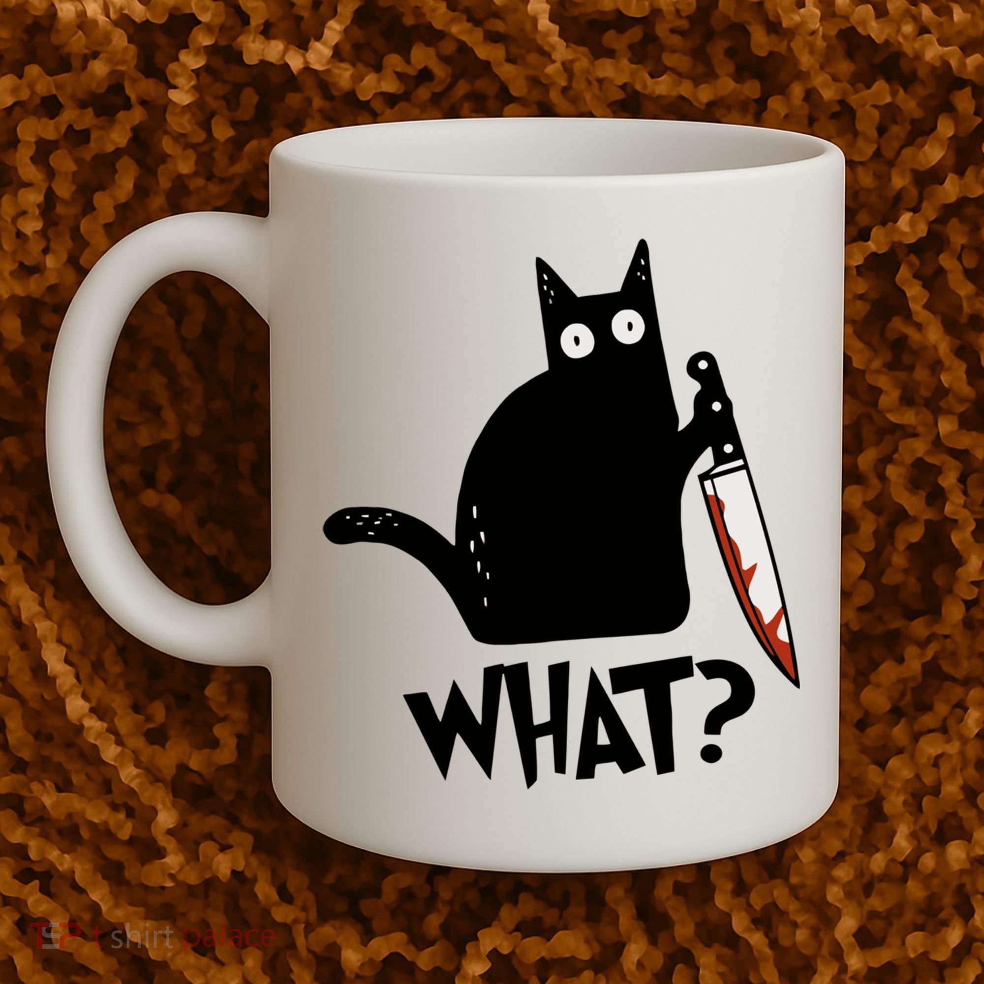 Cat What? Murderous Black Cat With Knife Gift Coffee Mug