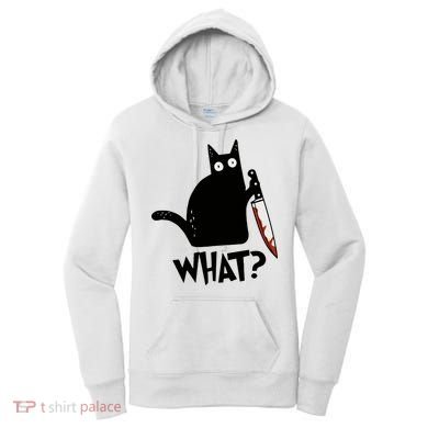 Cat What? Murderous Black Cat With Knife Gift Women's Hoodie