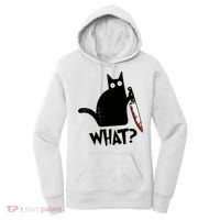 Cat What? Murderous Black Cat With Knife Gift Women's Hoodie thumb 0