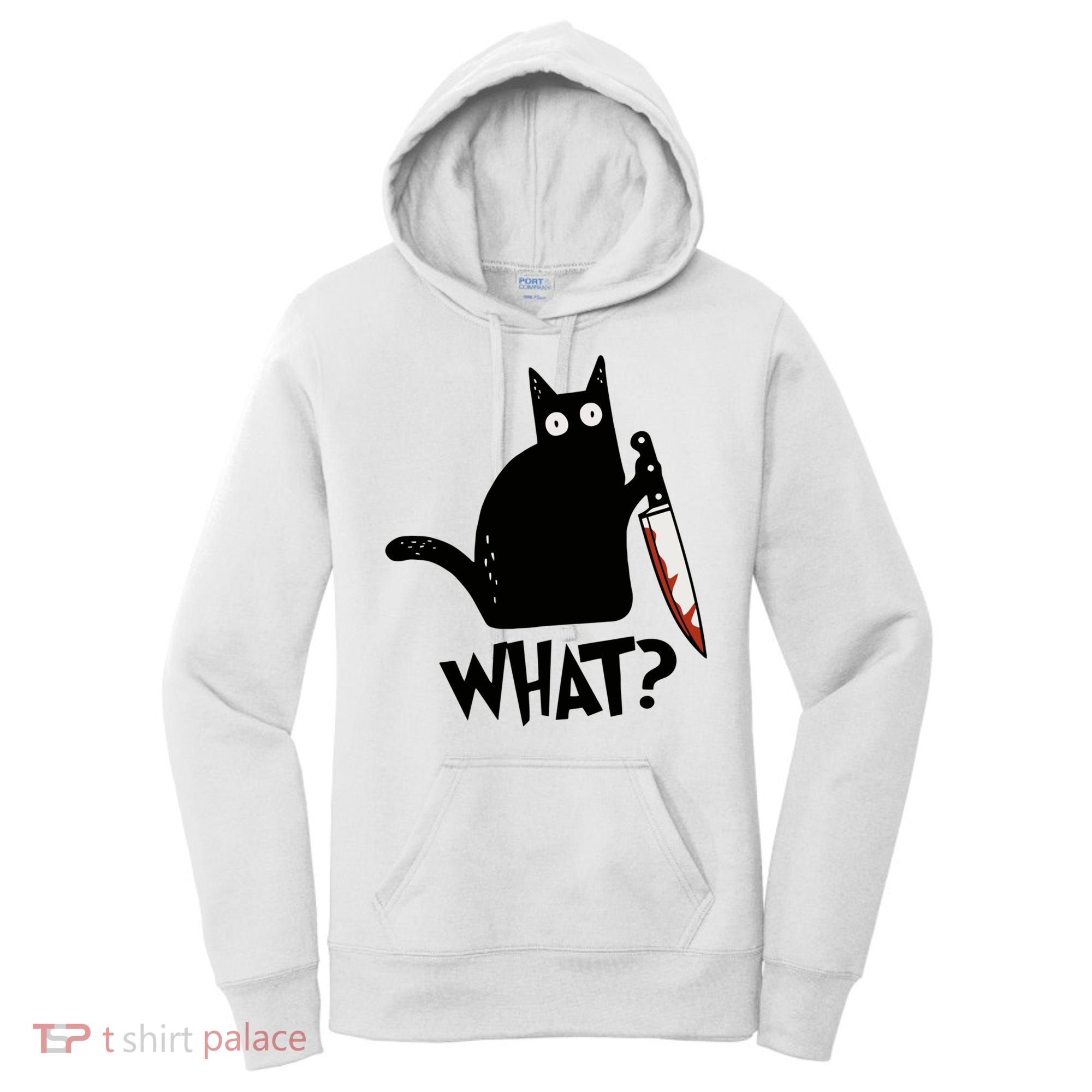 Cat What? Murderous Black Cat With Knife Gift Women's Hoodie
