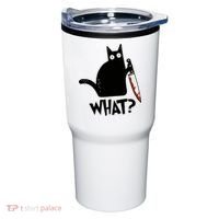 Cat What? Murderous Black Cat With Knife Gift Tumbler thumb 0