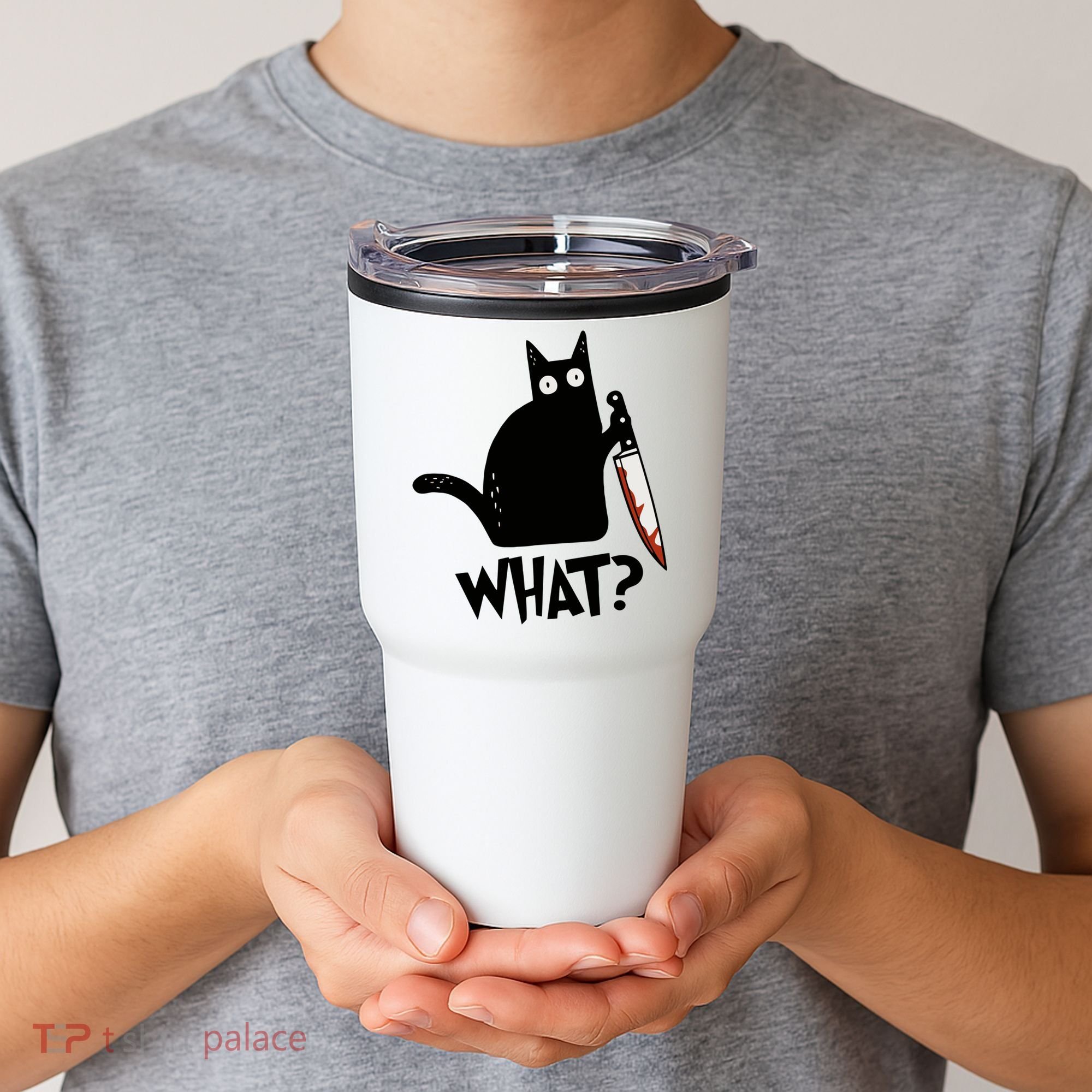 Cat What? Murderous Black Cat With Knife Gift Tumbler
