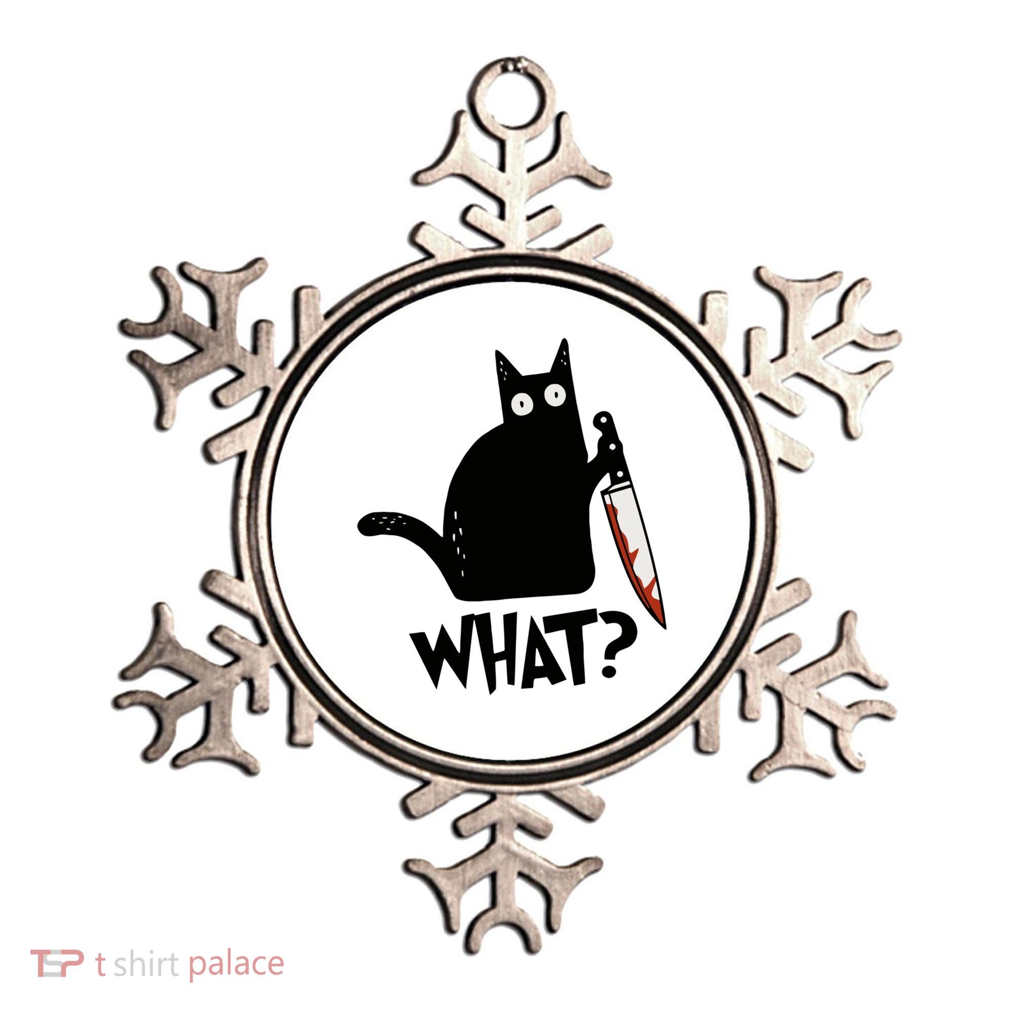 Cat What? Murderous Black Cat With Knife Gift Ornament