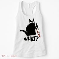 Cat What? Murderous Black Cat With Knife Gift Women's Tank Top thumb 0