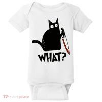 Cat What? Murderous Black Cat With Knife Gift Baby Bodysuit thumb 0