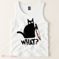 Cat What? Murderous Black Cat With Knife Gift Tank Top thumb 2