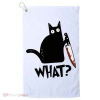 Cat What? Murderous Black Cat With Knife Gift Golf Towel thumb 0