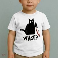 Cat What? Murderous Black Cat With Knife Gift Toddler T-Shirt thumb 2
