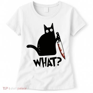 Cat What? Murderous Black Cat With Knife Gift Women's T-Shirt
