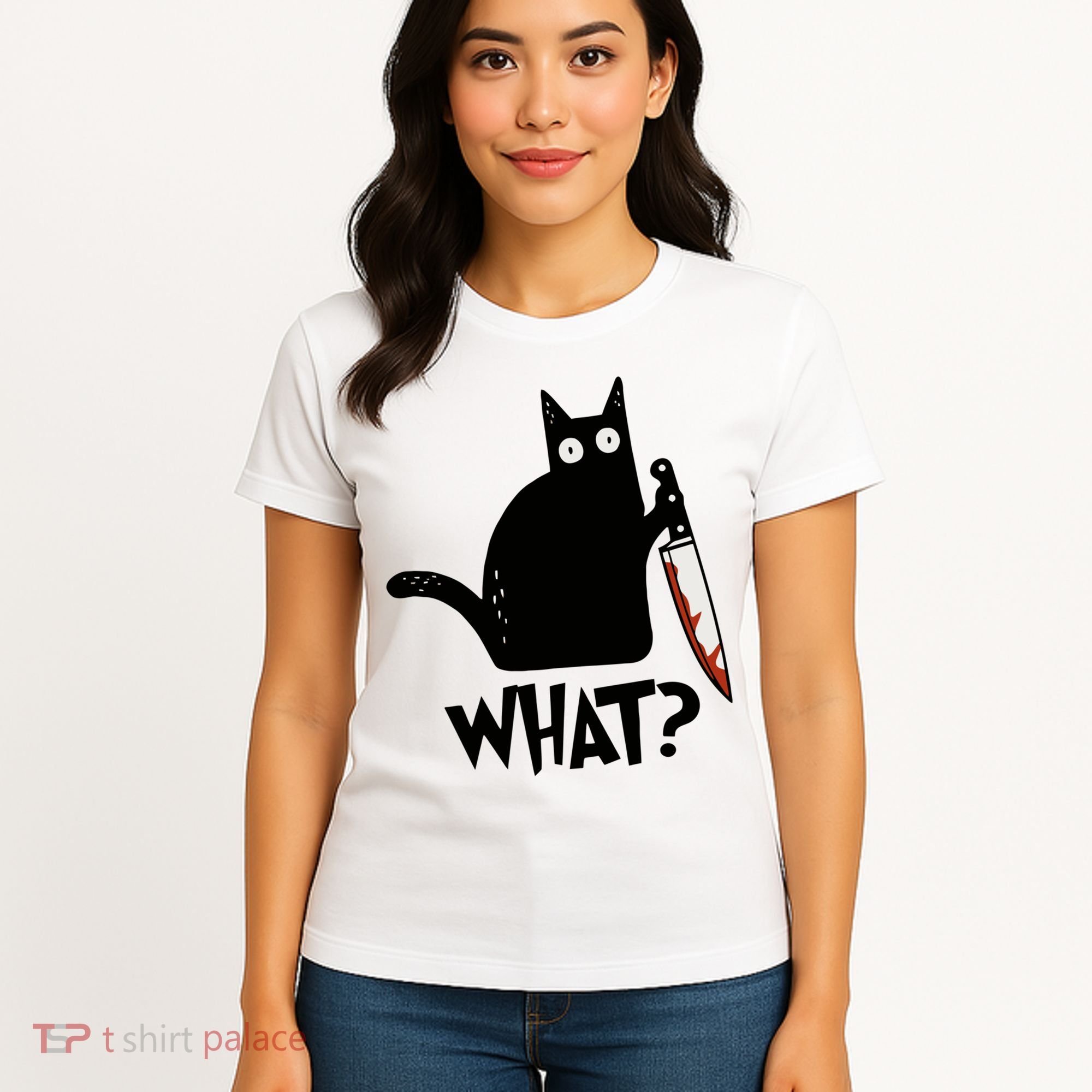 Cat What? Murderous Black Cat With Knife Gift Women's T-Shirt