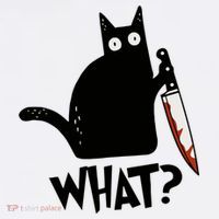Cat What? Murderous Black Cat With Knife Gift Kids Long Sleeve Shirt thumb 2