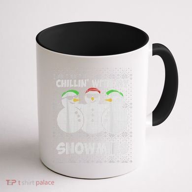 Chillin With My Snowmies Funny Ugly Christmas Coffee Mug back
