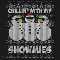 Chillin With My Snowmies Funny Ugly Christmas Ornament thumb 1