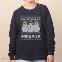 Chillin With My Snowmies Funny Ugly Christmas Women's Sweatshirt thumb 0