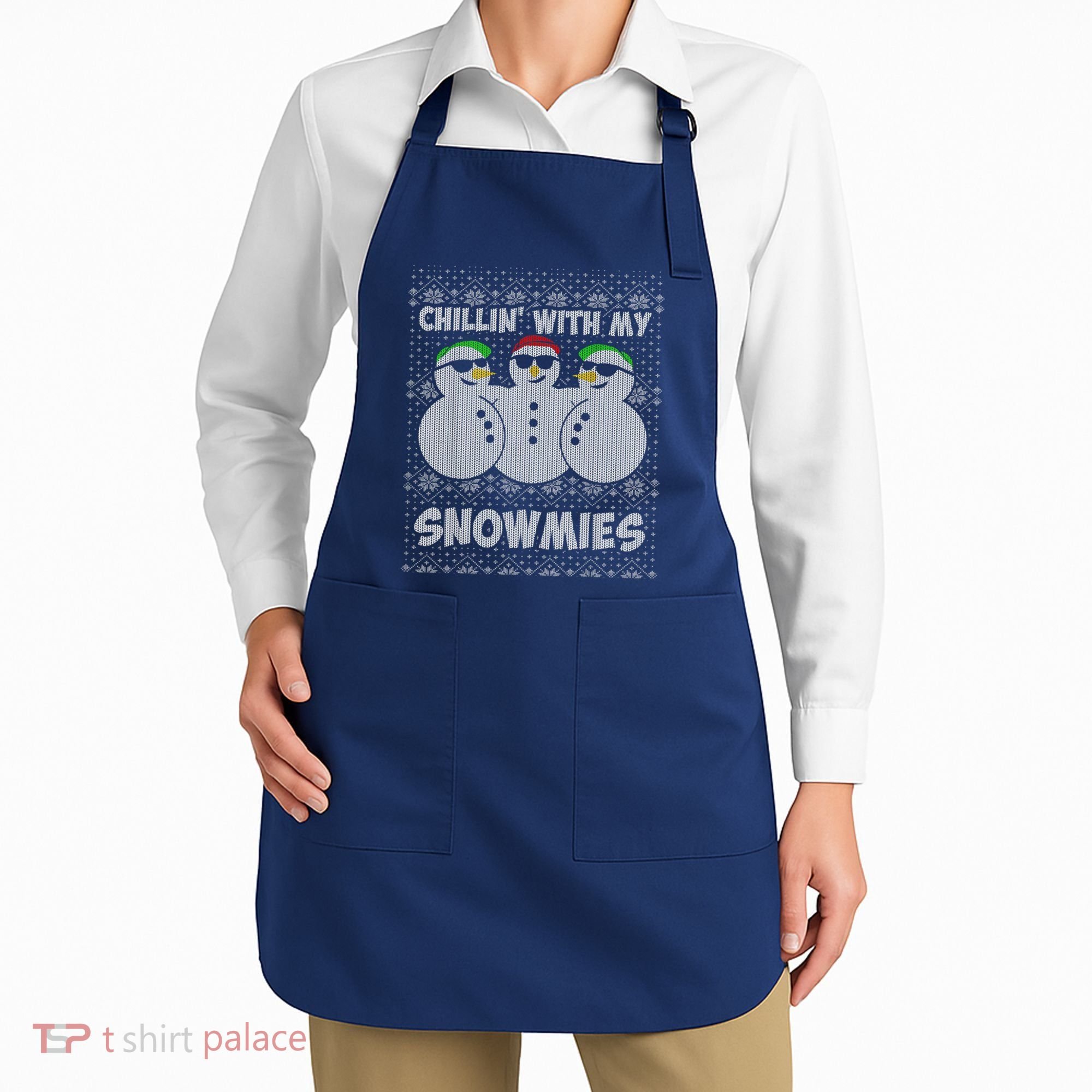 Chillin With My Snowmies Funny Ugly Christmas Apron