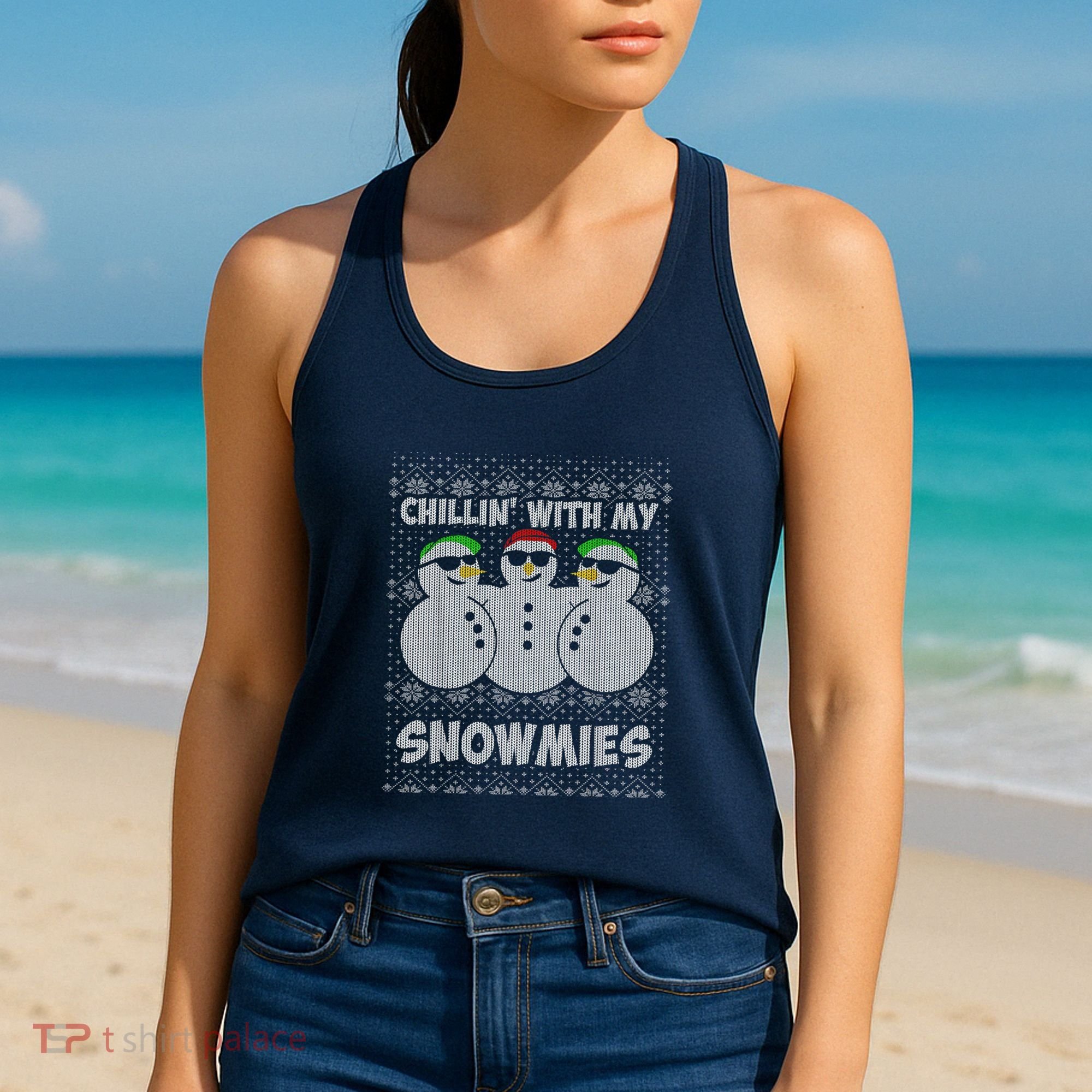 Chillin With My Snowmies Funny Ugly Christmas Women's Tank Top