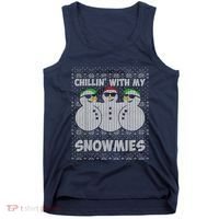 Chillin With My Snowmies Funny Ugly Christmas Tank Top thumb 0