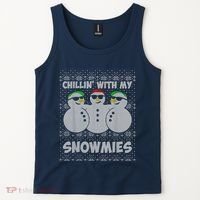 Chillin With My Snowmies Funny Ugly Christmas Tank Top thumb 2