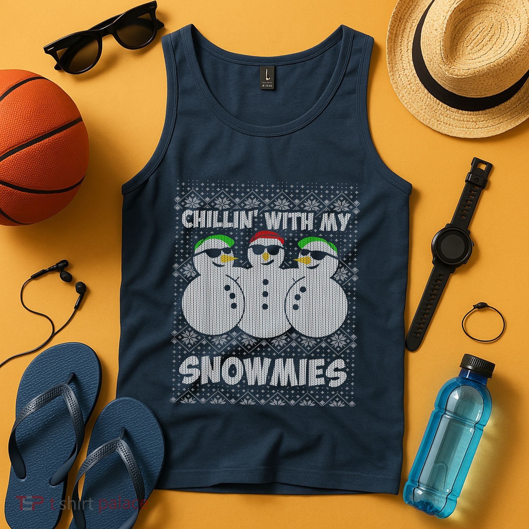 Chillin With My Snowmies Funny Ugly Christmas Tank Top