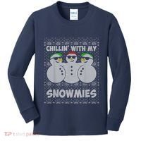 Chillin With My Snowmies Funny Ugly Christmas Kids Long Sleeve Shirt thumb 0