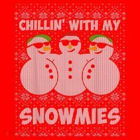 Chillin With My Snowmies Funny Ugly Christmas Santa Hat thumb 1