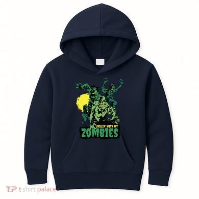 Chilling With My Zombies Kids Hoodie