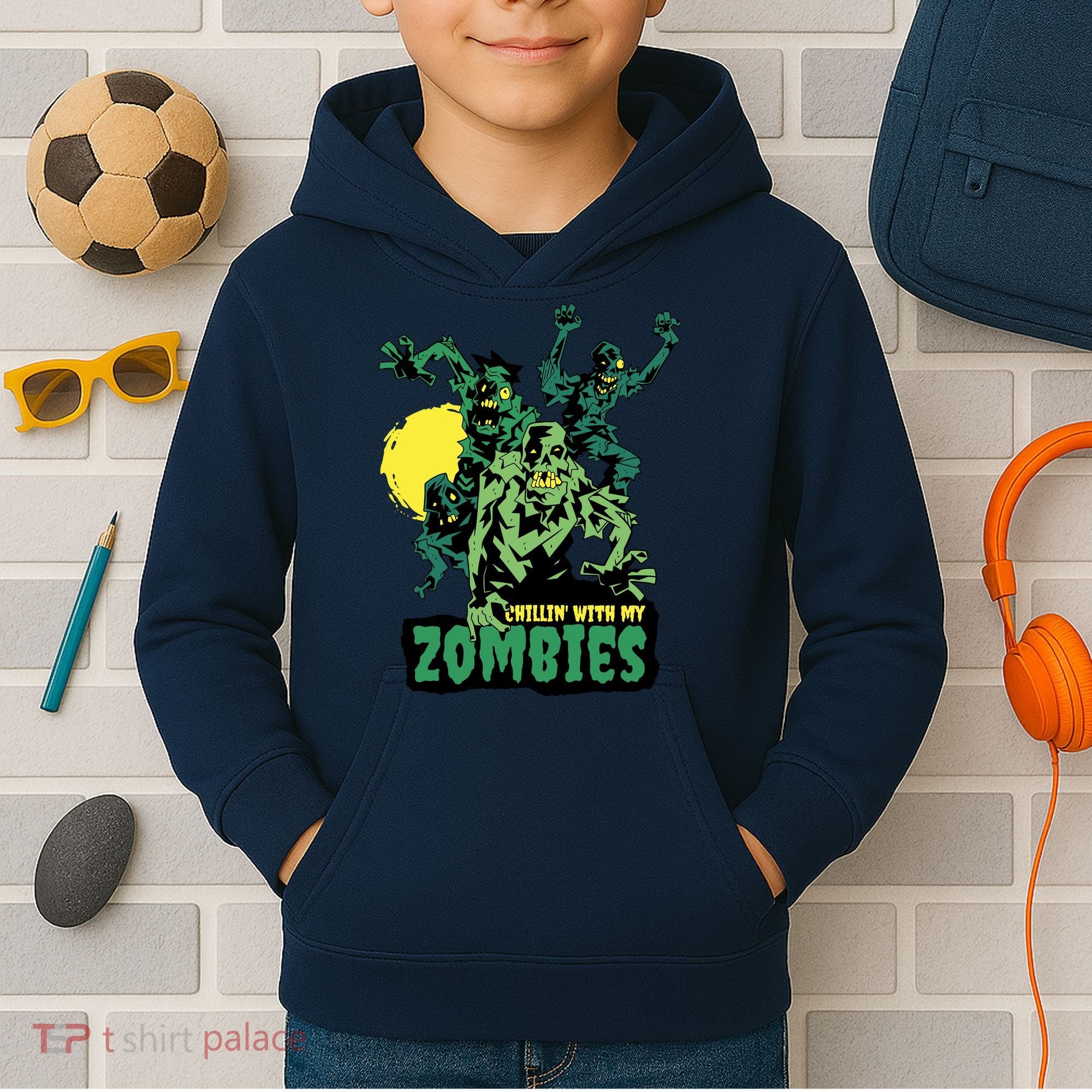 Chilling With My Zombies Kids Hoodie