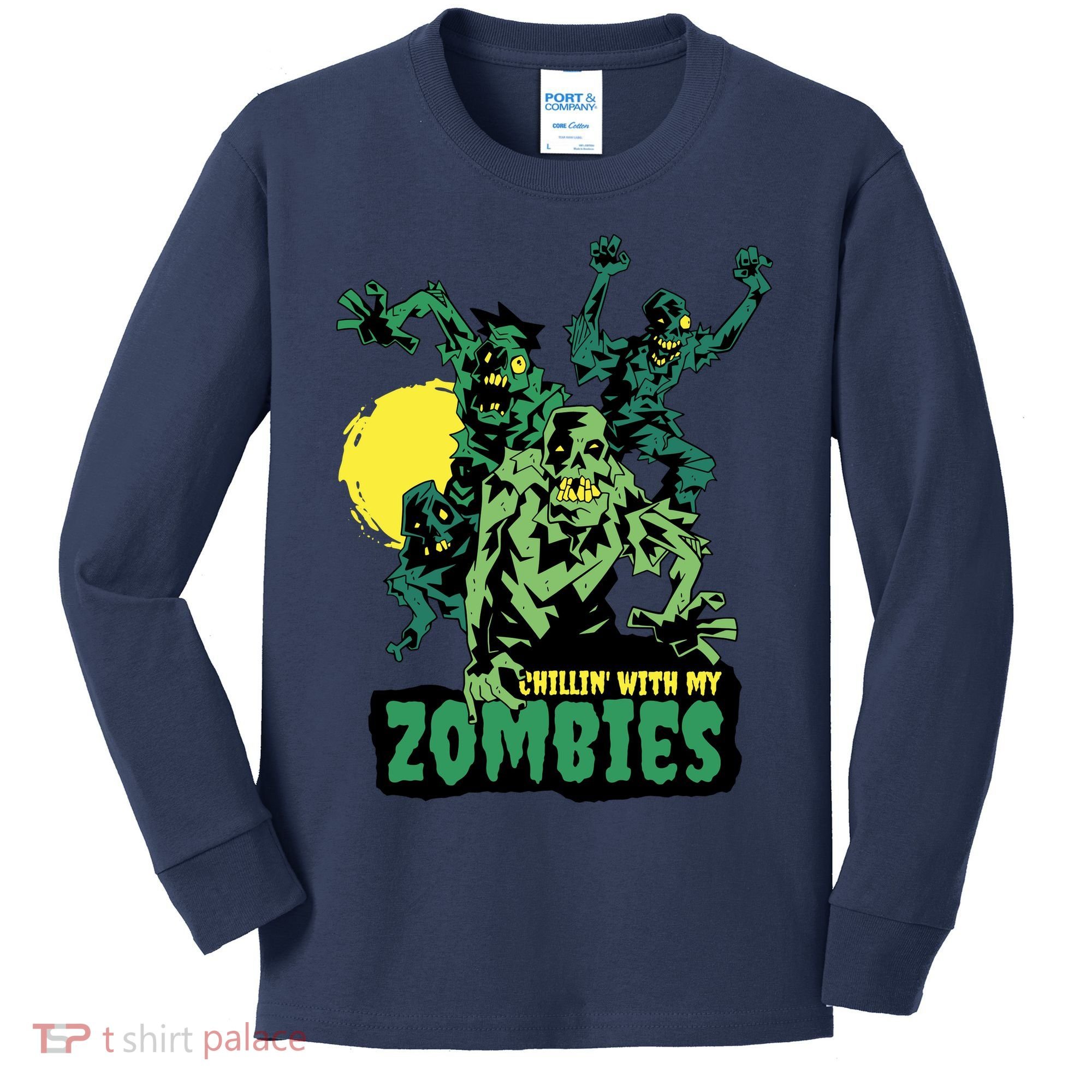Chilling With My Zombies Kids Long Sleeve Shirt