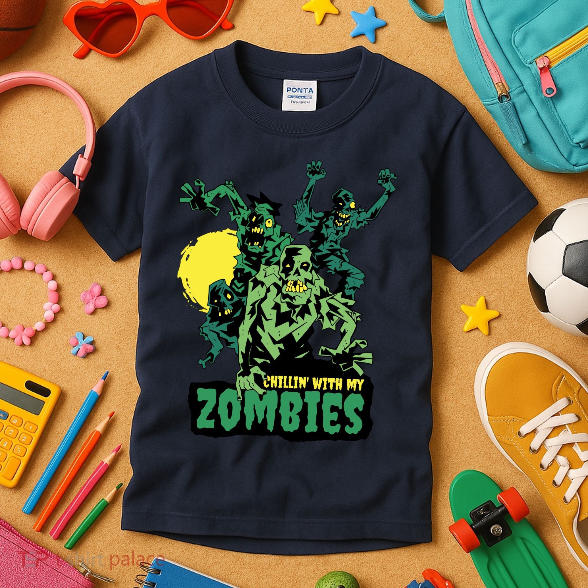 Chilling With My Zombies Kids T-Shirt